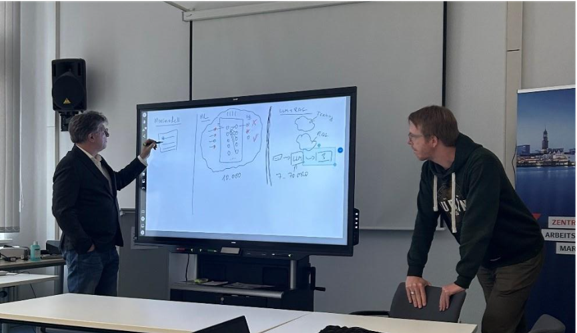 Jean-Christophe Binetti (KI-Consultant, CONVIS Consult & Marketing GmbH) und Nils Löwe (Geschäftsführer, Lionizers GmbH) Entwicklung der Machine Learning-Architektur im Workshop 5.11.2025